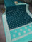 Banarasi chiffon silk saree peacock green and teal green shade with silver zari woven buttas and floral silver zari woven border