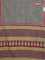 Jaipur cotton saree beige black and maroon with allover stripe pattern and printed border