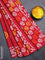 Jaipur cotton saree red with batik prints and printed border