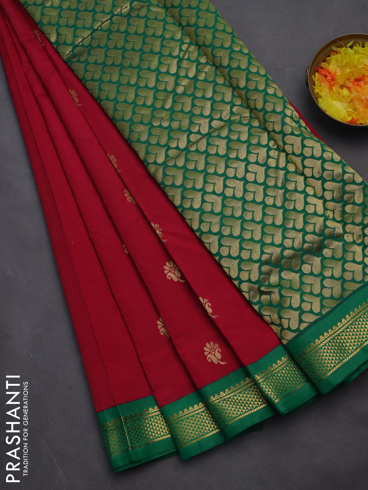 10 yards salem silk saree pink and green with zari woven buttas and zari woven border