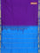 10 yards Poly cotton saree violet and cs blue with plain body and zari woven border