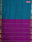 10 yards Poly cotton saree peacock green and purple with plain body and zari woven border