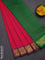 10 yards Poly cotton saree pink and green with plain body and zari woven border
