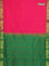 10 yards Poly cotton saree pink and green with plain body and zari woven border