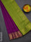 10 yards Poly cotton saree purple and light green with plain body and zari woven border