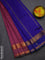 10 yards Poly cotton saree mauve pink and blue with plain body and rettapet zari woven border