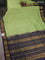 10 yards silk cotton saree pista green and navy blue with plain body and zari woven border