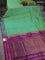 10 yards silk cotton saree light green and purple with rangoli design zari buttas and zari woven border