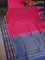 10 yards silk cotton saree pink and cs blue with allover small zari checks and rettapet zari woven border