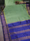10 yards silk cotton saree pista green and blue with allover checked pattern and zari woven border