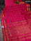 10 yards silk cotton saree pink with allover zari checked pattern and zari woven border