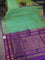 10 yards silk cotton saree light green and violet with allover zari checked pattern and zari woven border