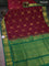 10 yards silk cotton saree maroon and green with allover zari checks & annam mayil chakkaram buttas and zari woven border