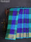 10 yards silk cotton saree teal blue and blue with allover paalum pazhamum checks & buttas and zari woven border
