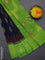 Ikat cotton saree dark blue and light green with allover ikat butta weaves and temple design simple border