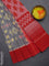 Ikat cotton saree grey and red with allover ikat butta weaves and simple border