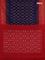 Ikat cotton saree blue and red with allover ikat butta weaves and temple design ikat style border