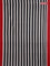 Ikat cotton saree off white black and red with stripes pattern and simple border