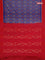 Ikat cotton saree blue and red with allover ikat weaves and simple border