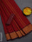 10 Yards chettinad cotton saree maroon and wine shade with plain body and thread woven border