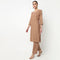 Embroidered Crew Neck Straight Kurta with Pant Set