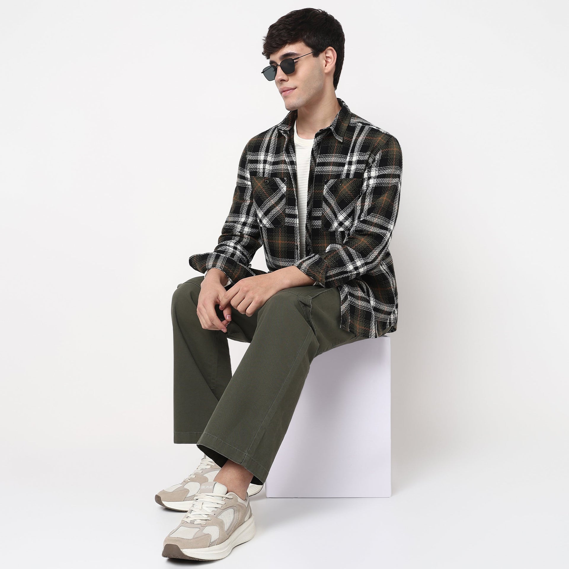 Cotton Double Pocket Checkered Shirt