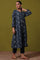 Blue Floral Printed Flared Pure Cotton Kurta