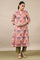 Light Pink Handblock Printed Flared Kurta