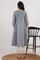 Blue Handblock Printed Flared Kurta in Fine Cotton
