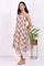 Beige Floral Printed Pure Cotton Straight A-line Kurta