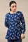 Indigo Dabu Printed Top in Lustrous Modal Satin