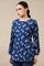 Indigo Dabu Printed Top in Lustrous Modal Satin