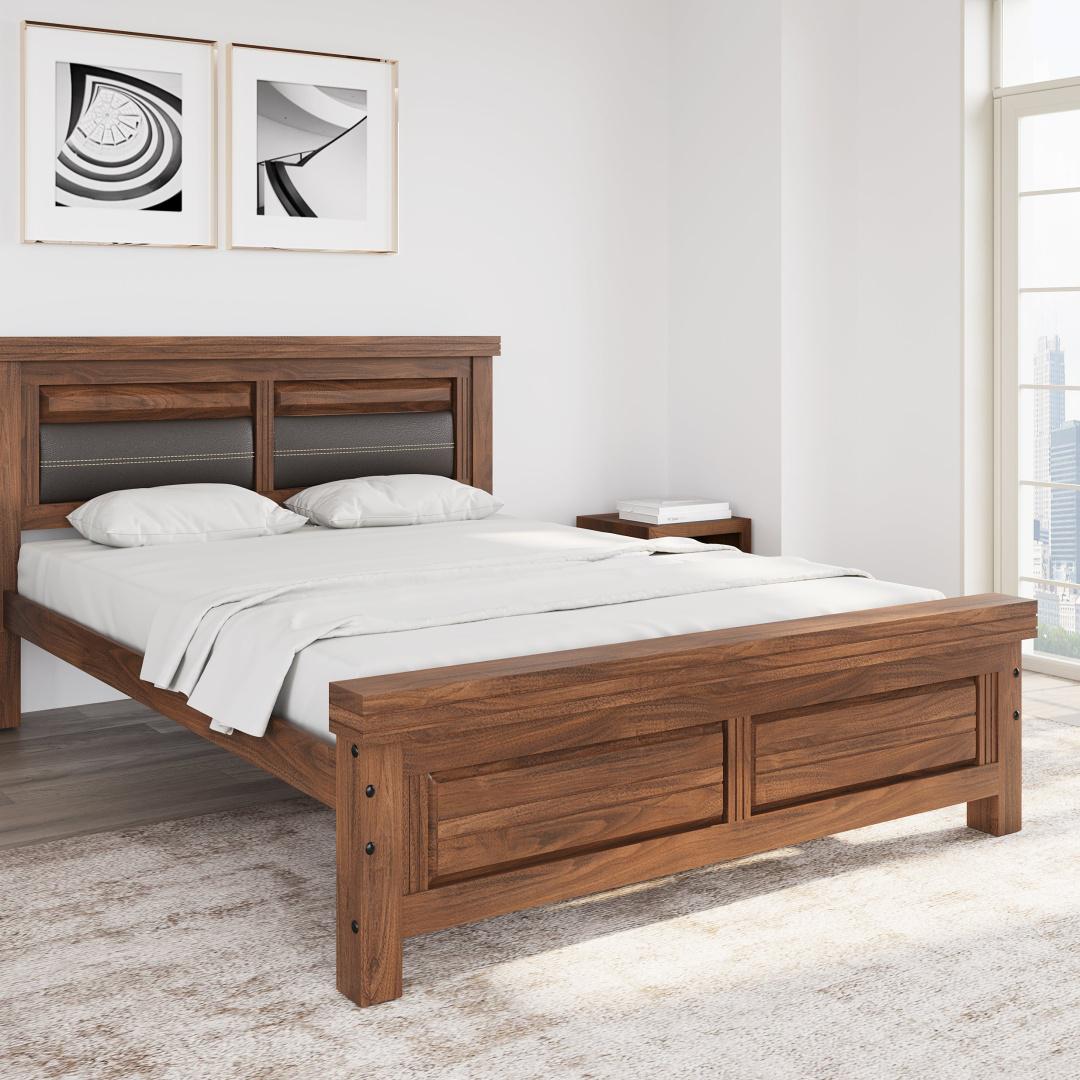 Dexter Solid Wood King Bed (Cappucino)