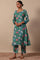 Floral Printed Mirror work A-line Viscose Kurta & Straight Pants with Dupatta Set