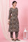 Dark Espresso Kalamkari Printed Kurta, Pants and Dupatta Set