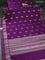 Banarasi poona silk saree purple with zari woven floral buttas and silver zari woven border