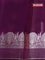 Banarasi poona silk saree purple with zari woven floral buttas and silver zari woven border