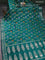 Banarasi poona silk saree teal green and violet with allover thread & silver zari weaves and silver zari woven border