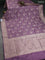 Banarasi uppada silk saree pastel lavender with allover zari woven brocade weaves and zari woven border