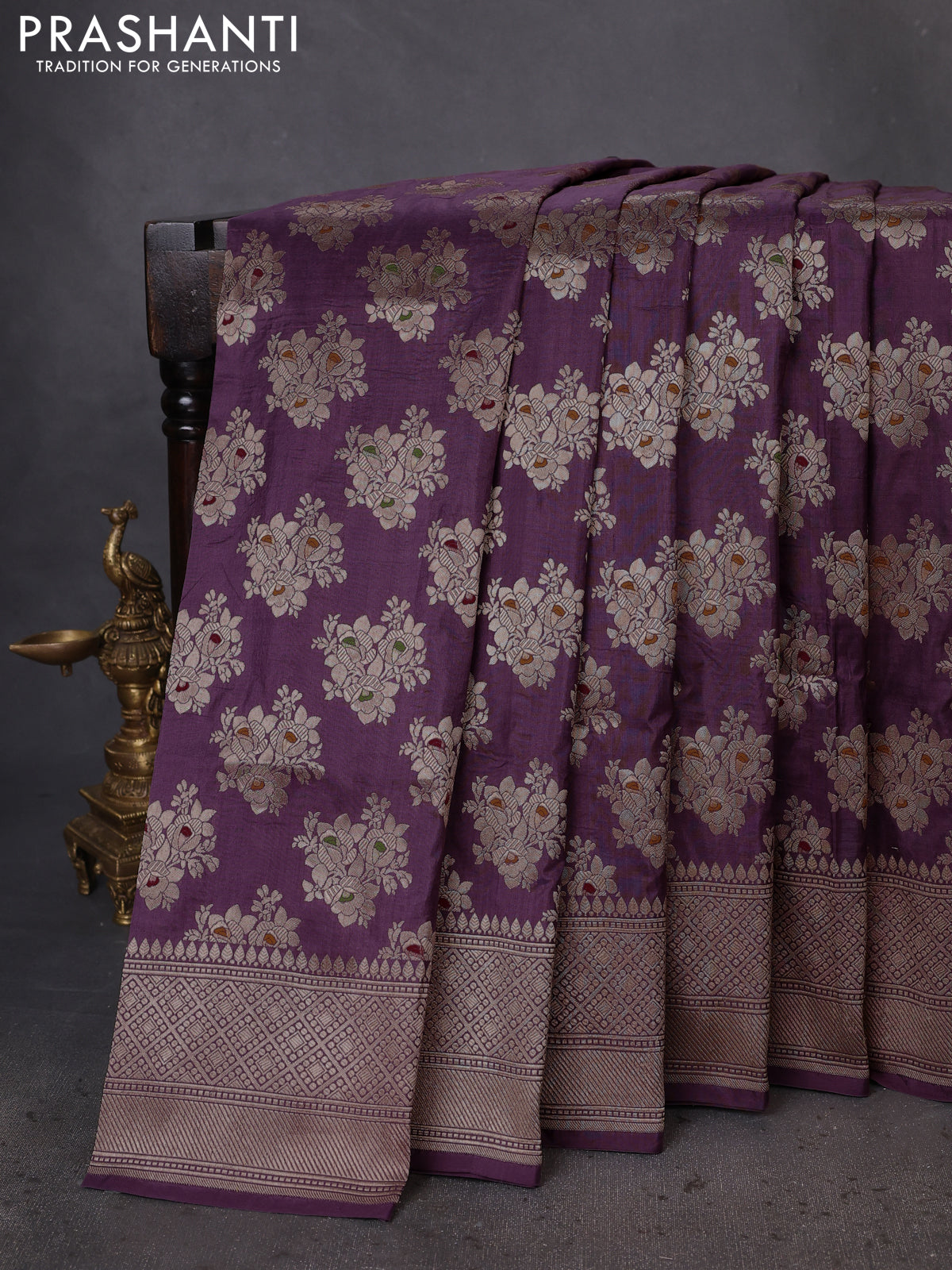 Banarasi uppada silk saree mild purple with allover zari woven butta weaves and zari woven border