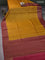 Banarasi tussar silk saree mustard yellow and maroon with allover thread & zari woven buttas and woven border