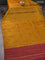 Banarasi tussar silk saree mustard yellow and maroon with thread & zari woven buttas and woven border