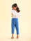 Girls Solid Light Jean Blue 3/4th Leggings