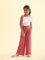 Girls Solid Rusty Pink Mid Rise Rib Palazzos