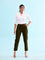 Dark Olive Woven Cotton Stretch Chino Pants