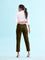 Dark Olive Woven Cotton Stretch Chino Pants