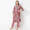 Band Collar Calf Length Three-Fourth Sleeve Straight Fit Printed Kurta