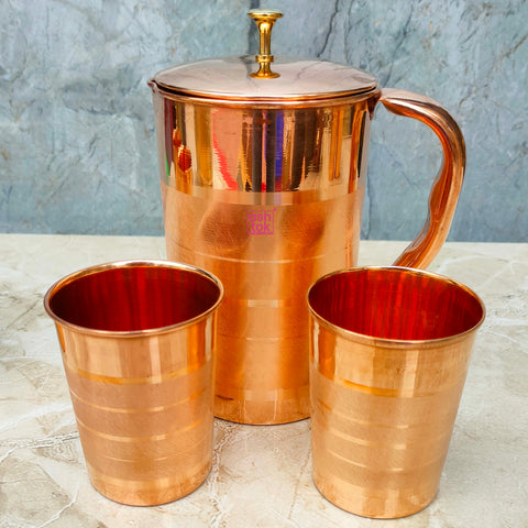 Copper Jug Glass set, glass water jug