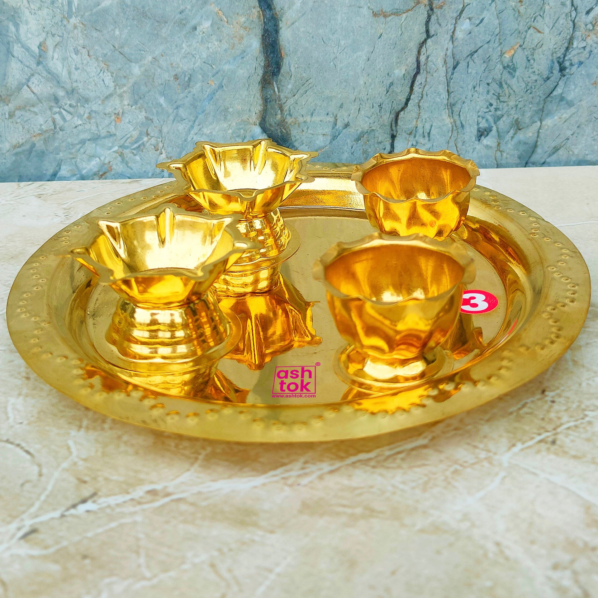 Brass Puja Thali Set, Decorative Puja Thali Set