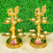 Brass Panchamahal 2 Step Peacock diya Set, Handmade diwali diya (Set of 2)